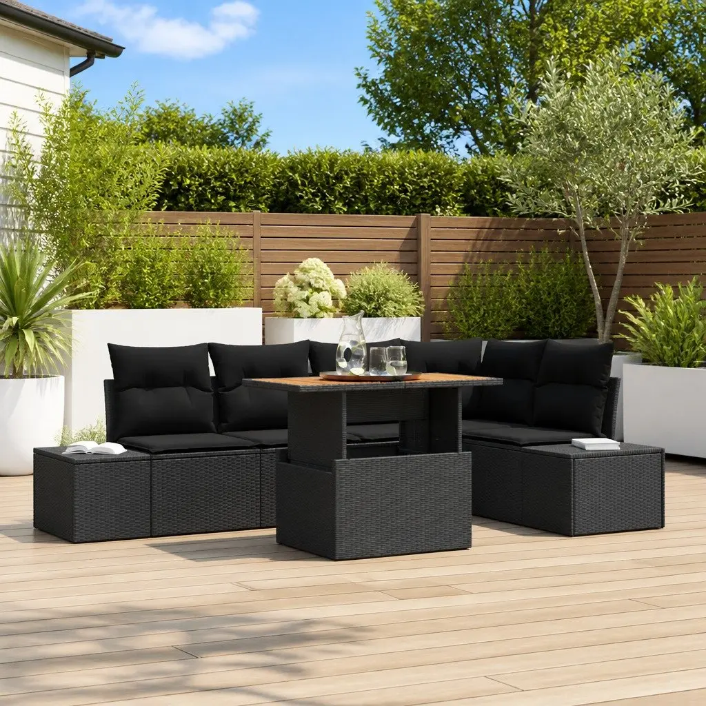 6-Piece Outdoor Modular Garden Sofa Set with Dining Table