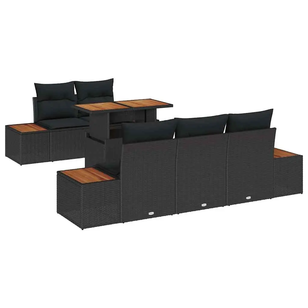 Outdoor Garden Sofa Set 6 Piece Black Poly Rattan Modular Patio Furniture
