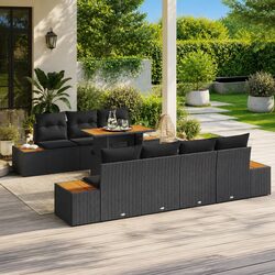 Durable 8-Piece Modular Garden Sofa Set in Black