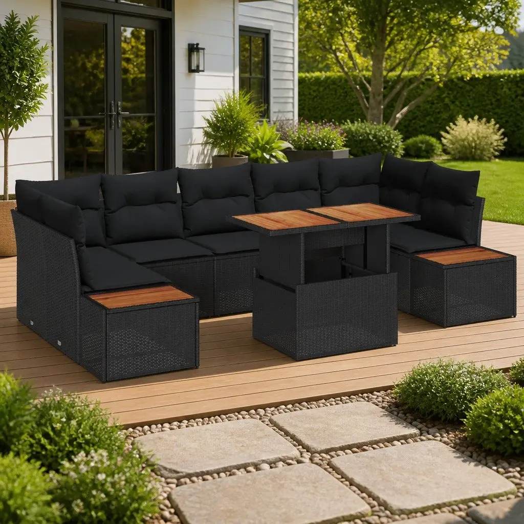 8-Piece Modular Outdoor Sofa Set in Black