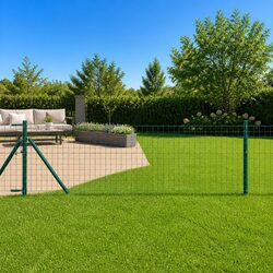 Fence Posts 52 pcs Green Powder-Coated Steel Garden Outdoor Barrier Embedded