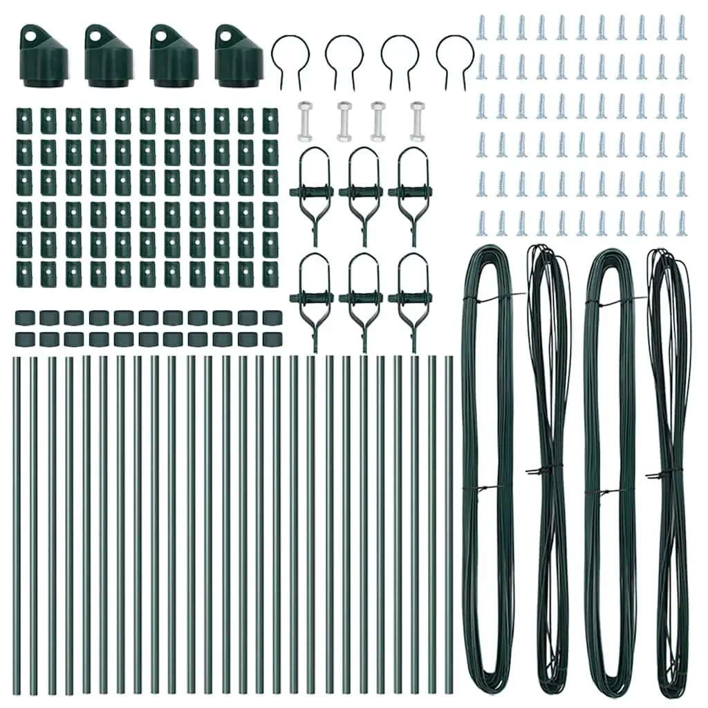 Fence Post Powder-Coated Galvanized Steel Green 26 Pieces Garden Barrier Marking Outdoor