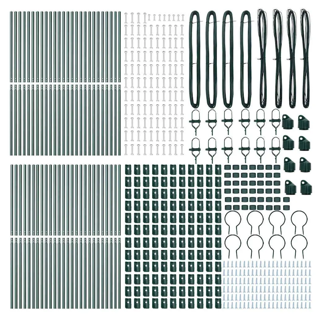 Embedded Fence Post Powder-Coated Steel 52 Piece Green Cylindrical Garden Terrace Boundary