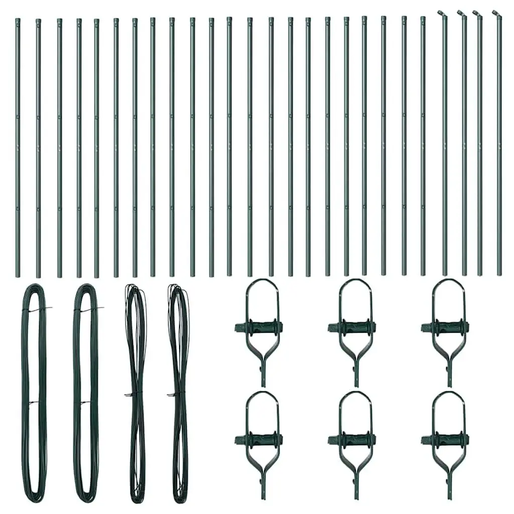 Embedded Fence Post Powder-coated Galvanized Steel Green 26 Piece Garden Barrier Outdoor Boundary Marker