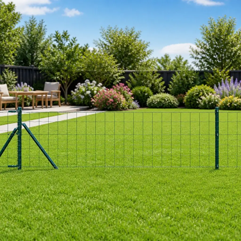 Green PVC-Coated Steel Mesh Fence Panel 25 x 0.8 m
