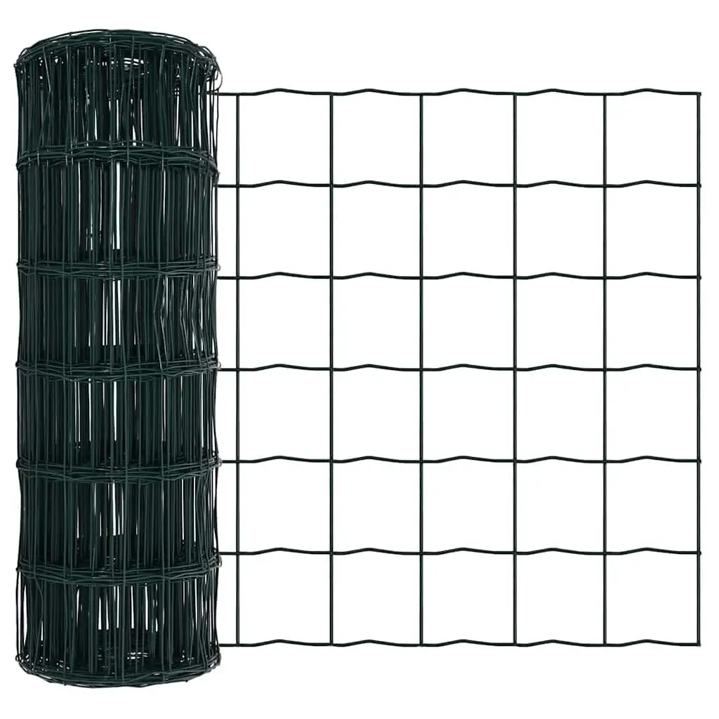 Fence Panel PVC-Coated Steel Mesh 25 x 0.8 m Green Outdoor Garden