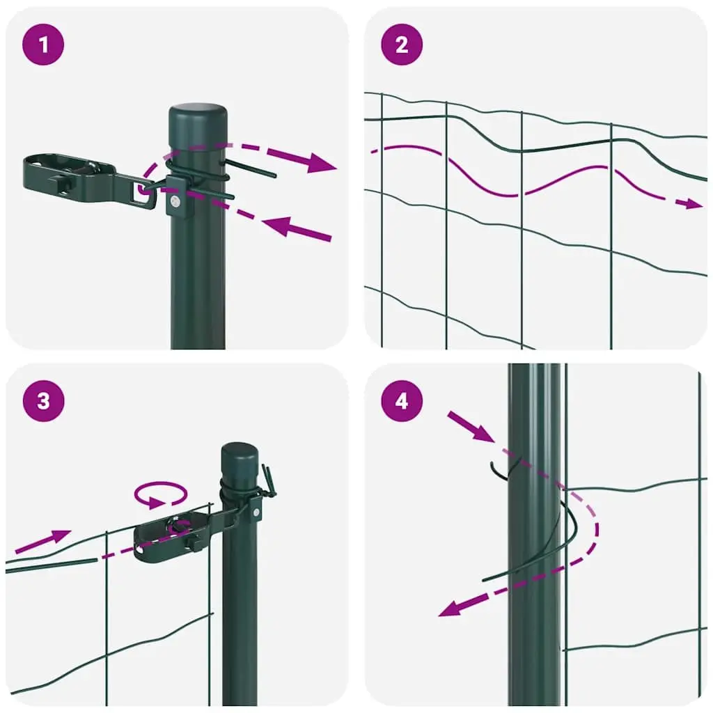 Welded Wire Fence Panel PVC-Coated Steel 10 x 1 m Green