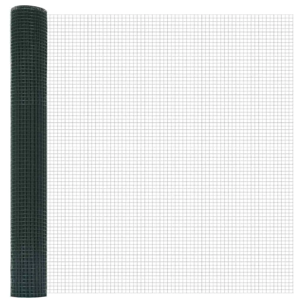 Welded Wire Fence Panel PVC-Coated Steel 10 x 1 m Green
