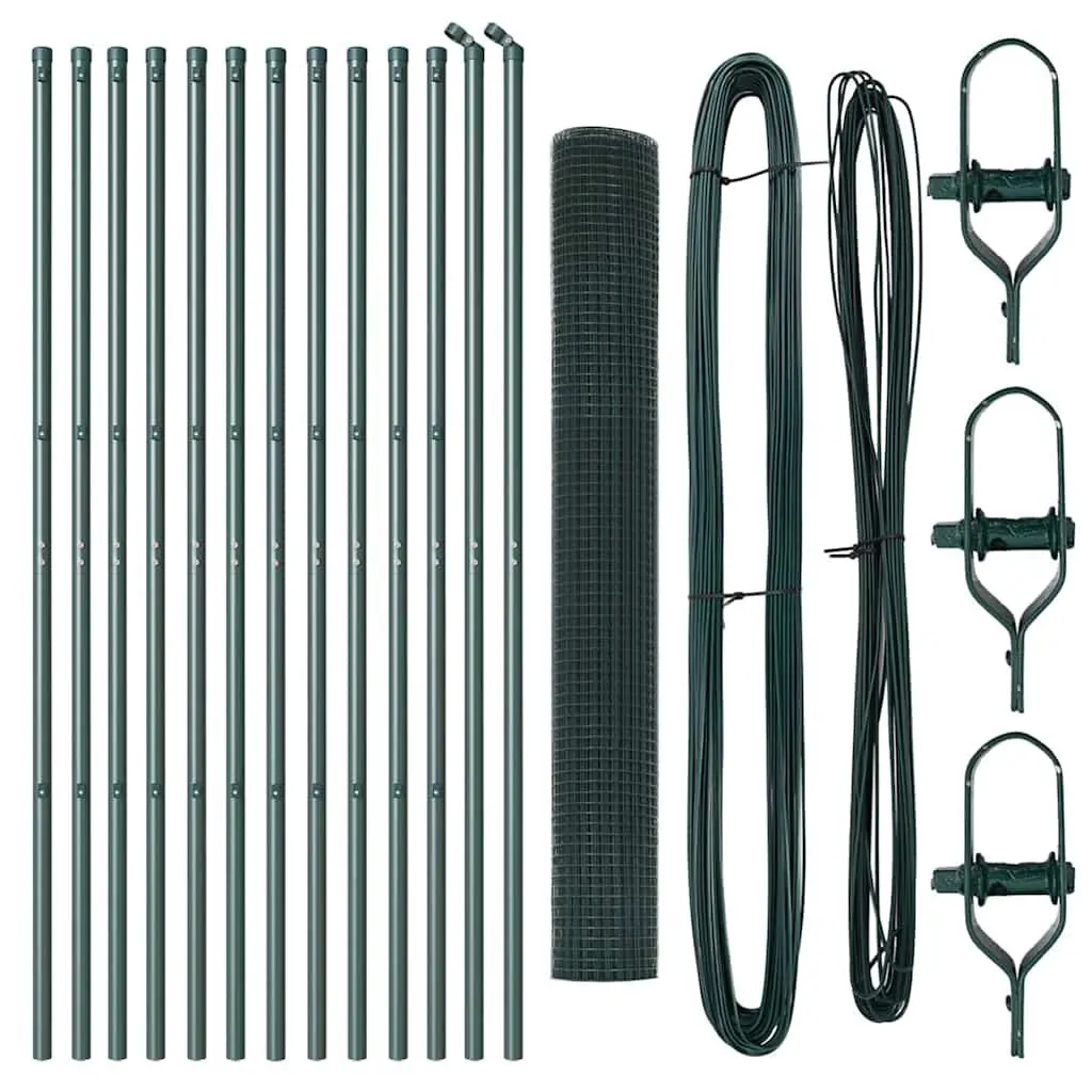 Welded Wire Fence Panel PVC-Coated Steel 25 x 1 m Green