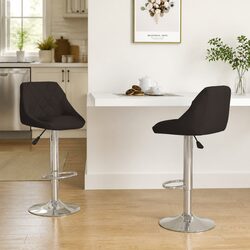 Adjustable Bar Stools 2 pcs Black Faux Leather Durable Design