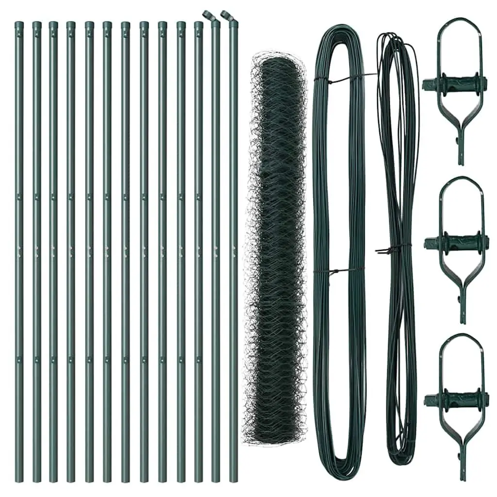 Hexagonal Fence Ground Fix 25 x 1 m Green PVC-Coated Steel