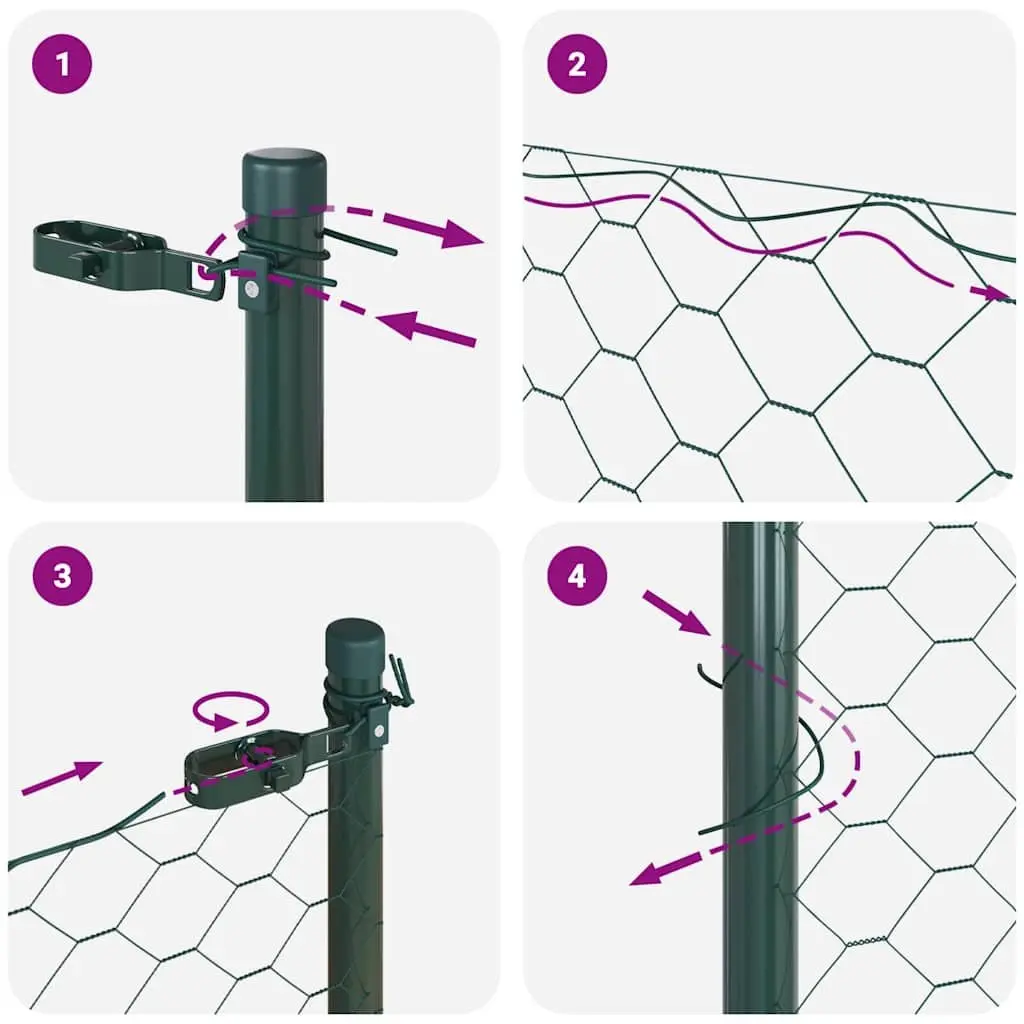 Hexagonal Fence Ground Fix 25 x 1 m Green PVC-Coated Steel