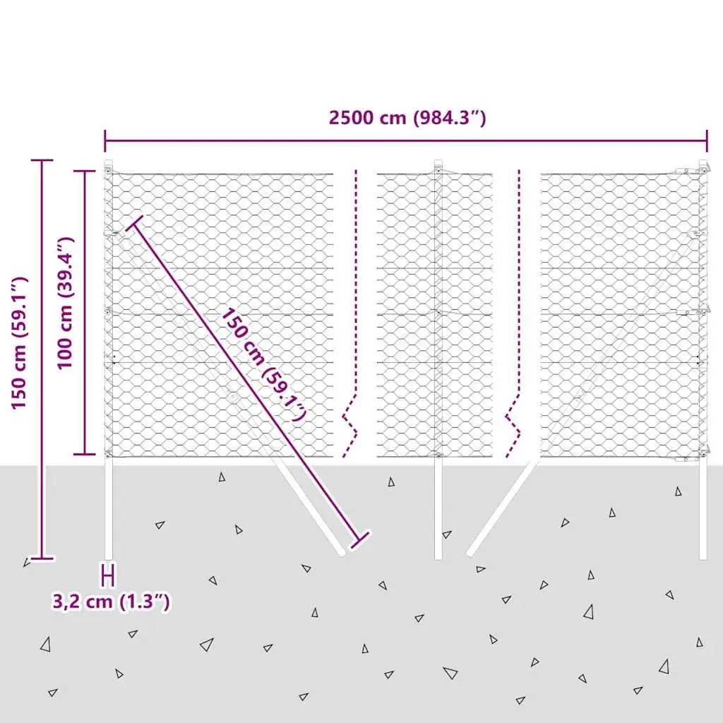 Hexagonal Fence Ground Fix 25 x 1 m Green PVC-Coated Steel