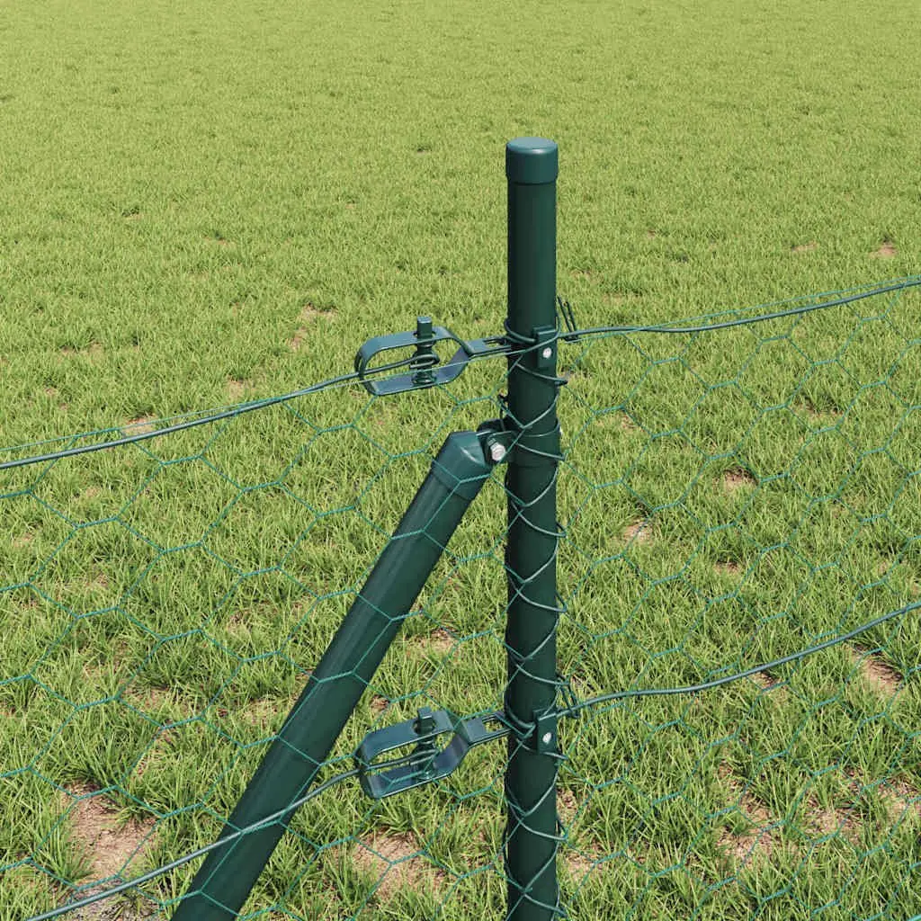 Hexagonal Fence Ground Fix 25 x 1 m Green PVC-Coated Steel