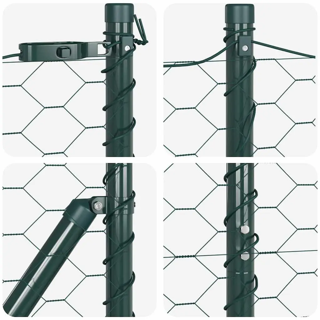 Hexagonal Fence Ground Fix 25 x 1 m Green PVC-Coated Steel