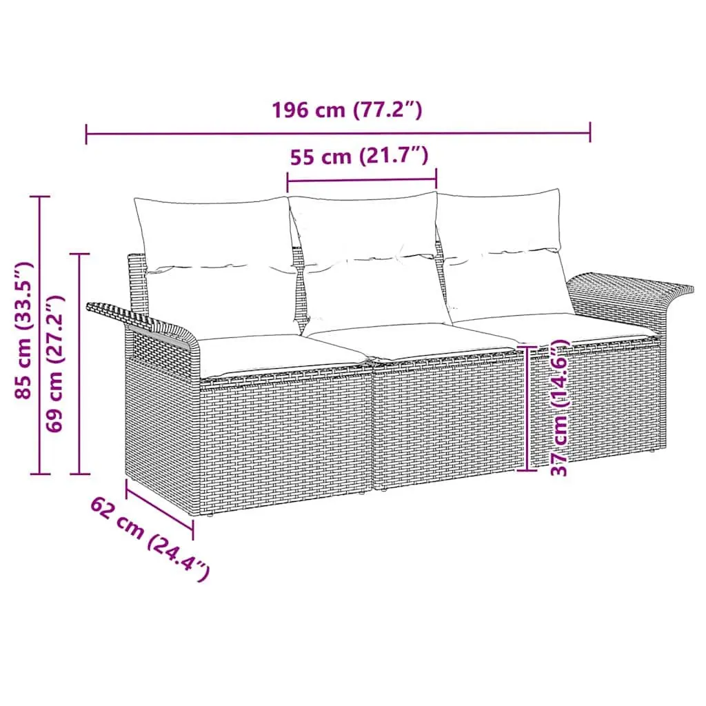 3-Piece Modular Garden Sofa Set for Outdoor Use