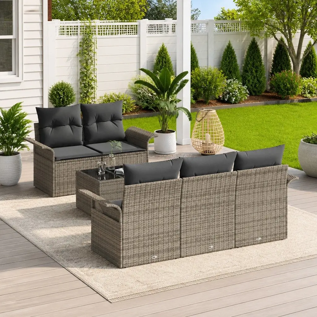 6-Piece Outdoor Sofa Set with Cushions