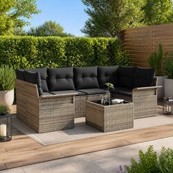 7-Piece Grey Modular Garden Sofa Set for Outdoor Use