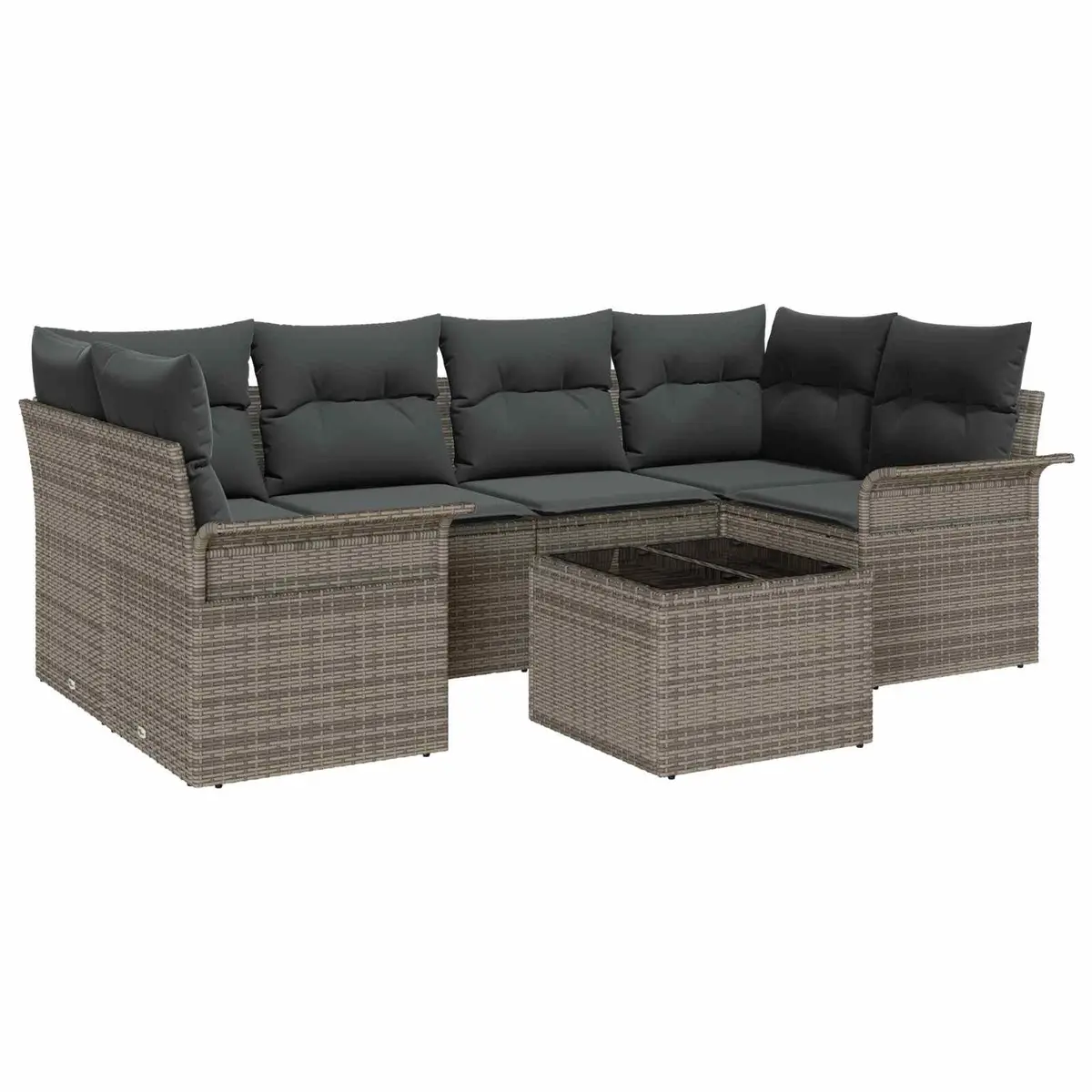 7-Piece Grey Modular Garden Sofa Set for Outdoor Use