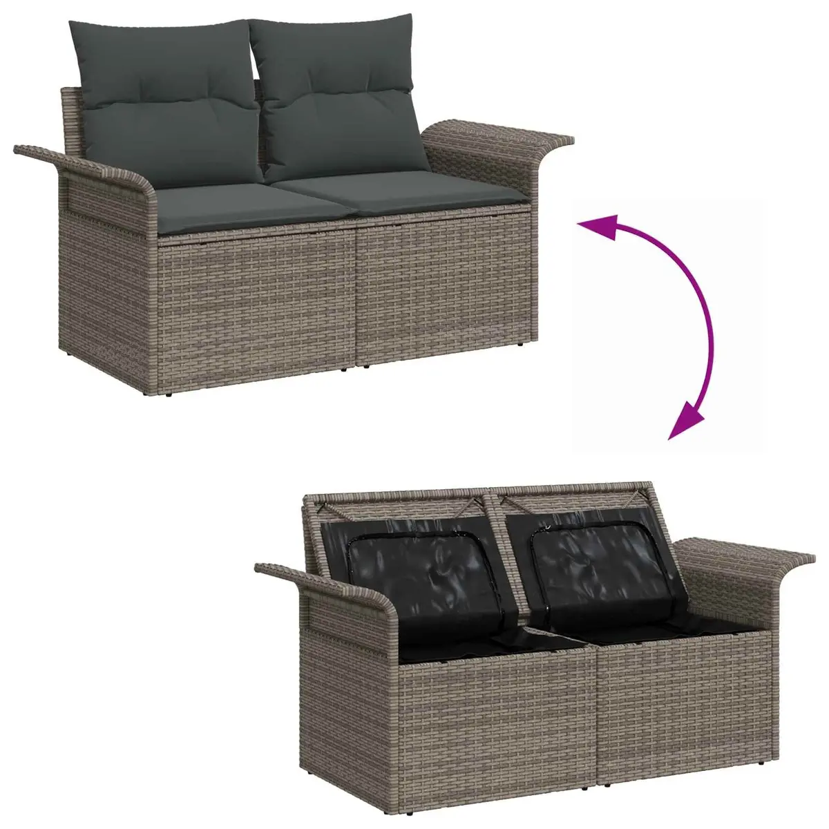 7-Piece Grey Modular Garden Sofa Set for Outdoor Use