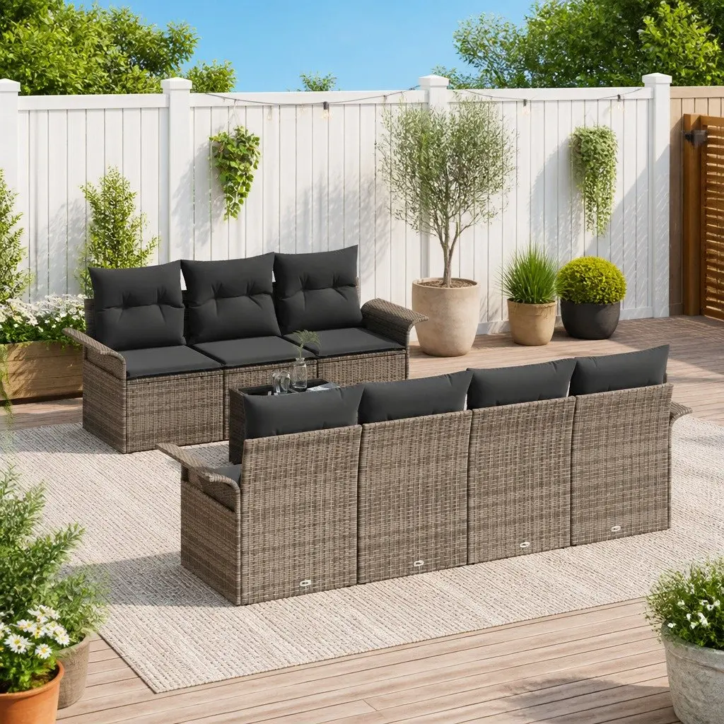 8-Piece Modular Garden Sofa Set in Grey