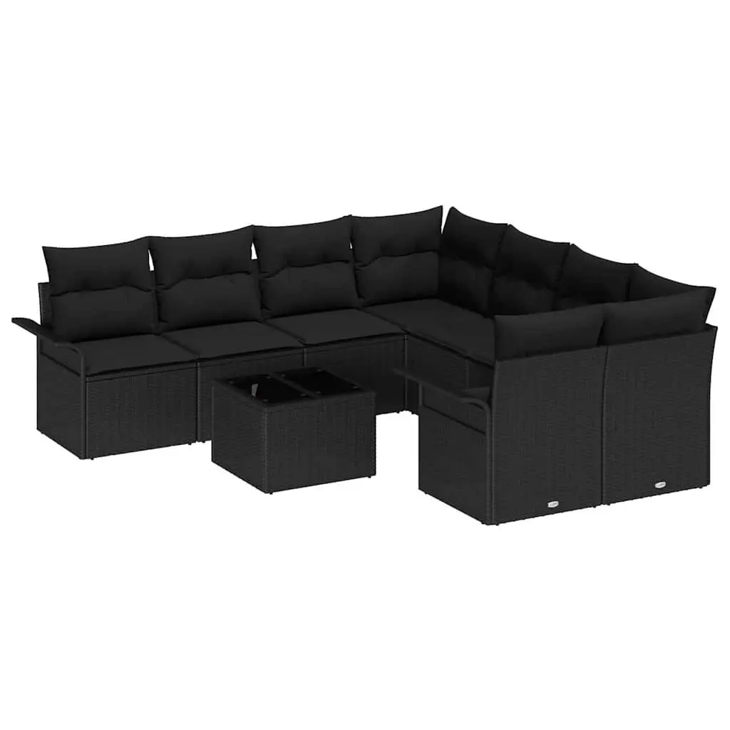 Modular Black Garden Sofa Set 9-Piece Lounge Collection