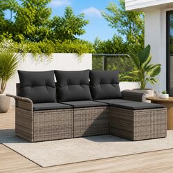 Premium 4-Piece Garden Sofa Set in Grey Poly Rattan