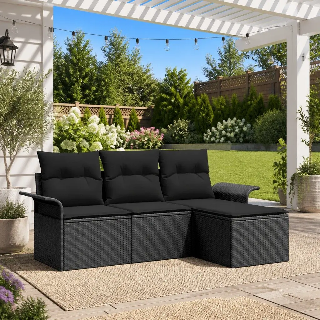 4 Piece Modular Outdoor Sofa Set in Black