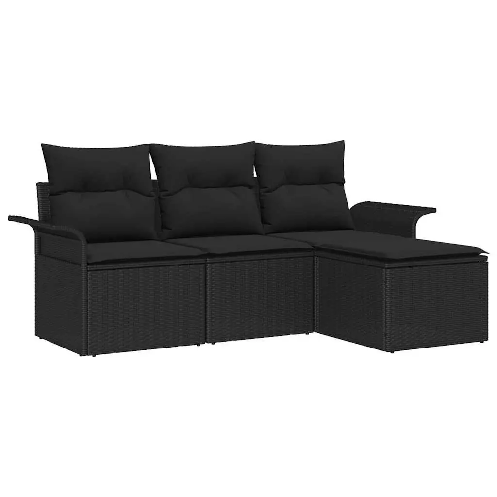 4 Piece Modular Outdoor Sofa Set in Black