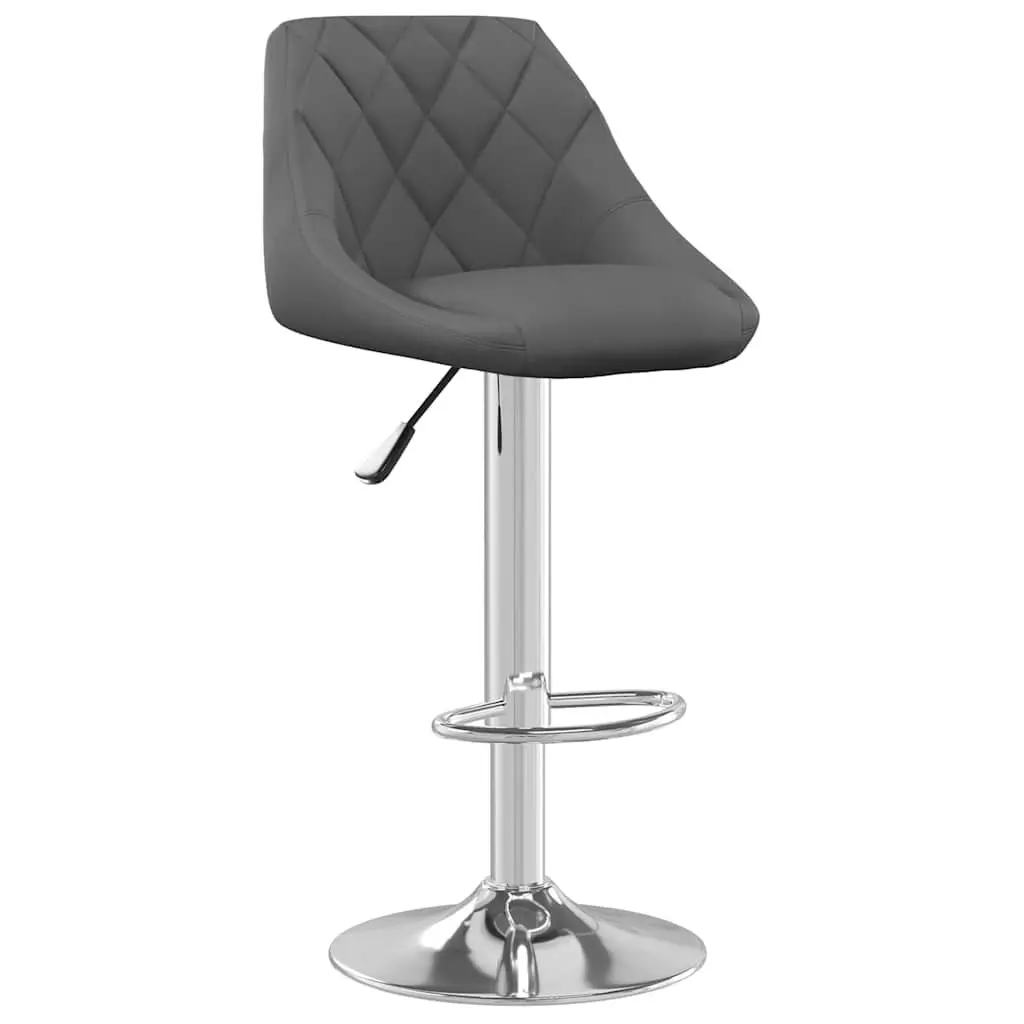 Bar Stools Velvet Grey 2 Piece Adjustable Height Swivel Chromed Steel