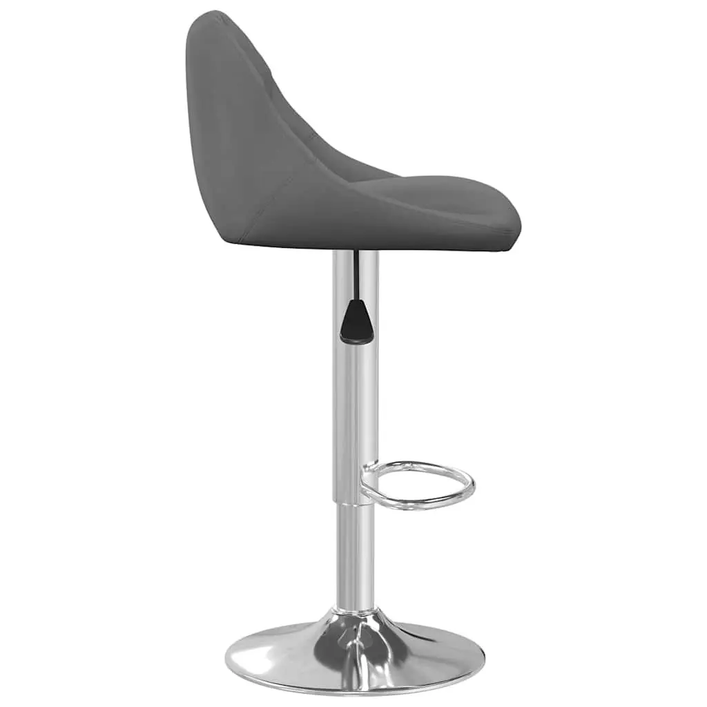 Bar Stools Velvet Grey 2 Piece Adjustable Height Swivel Chromed Steel