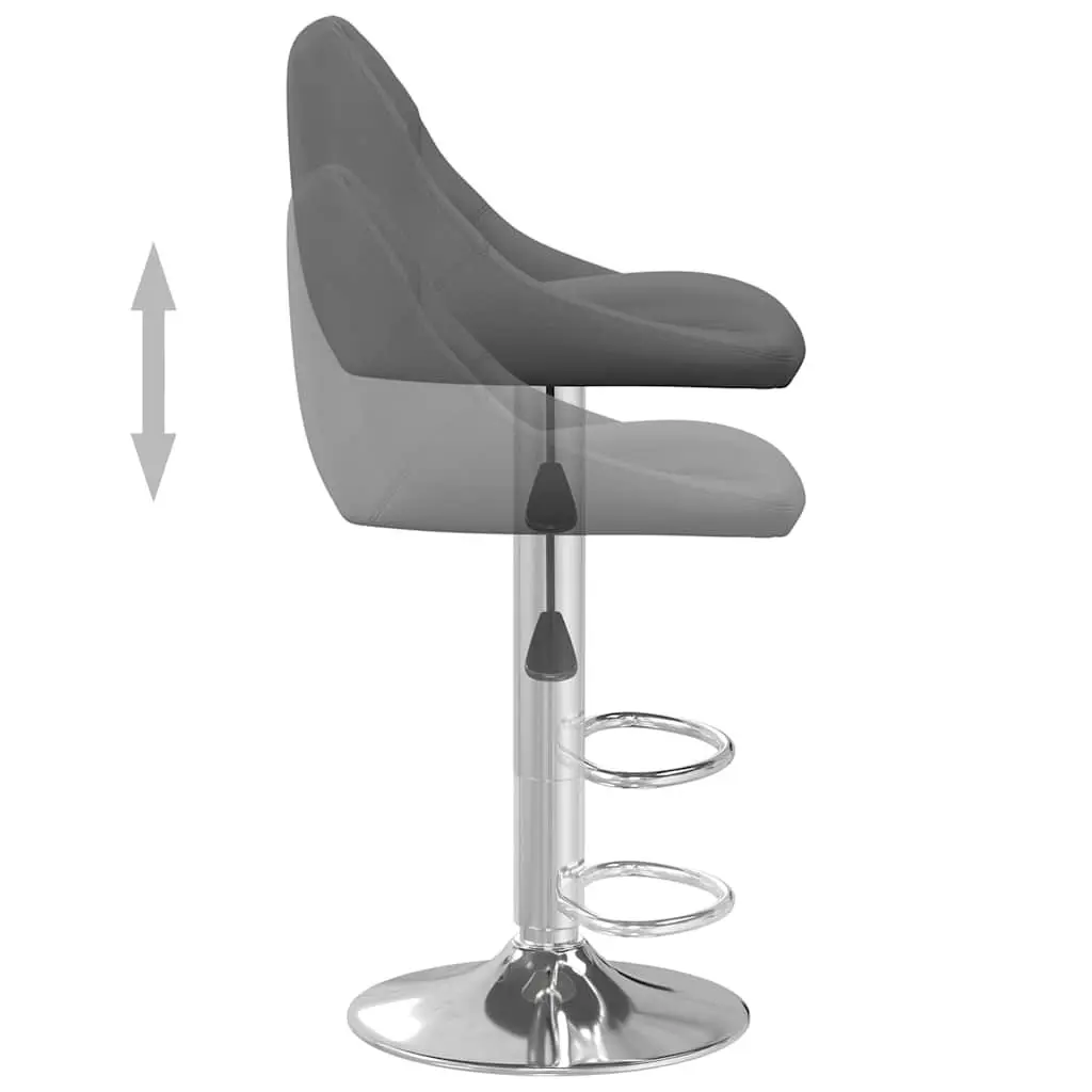 Bar Stools Velvet Grey 2 Piece Adjustable Height Swivel Chromed Steel