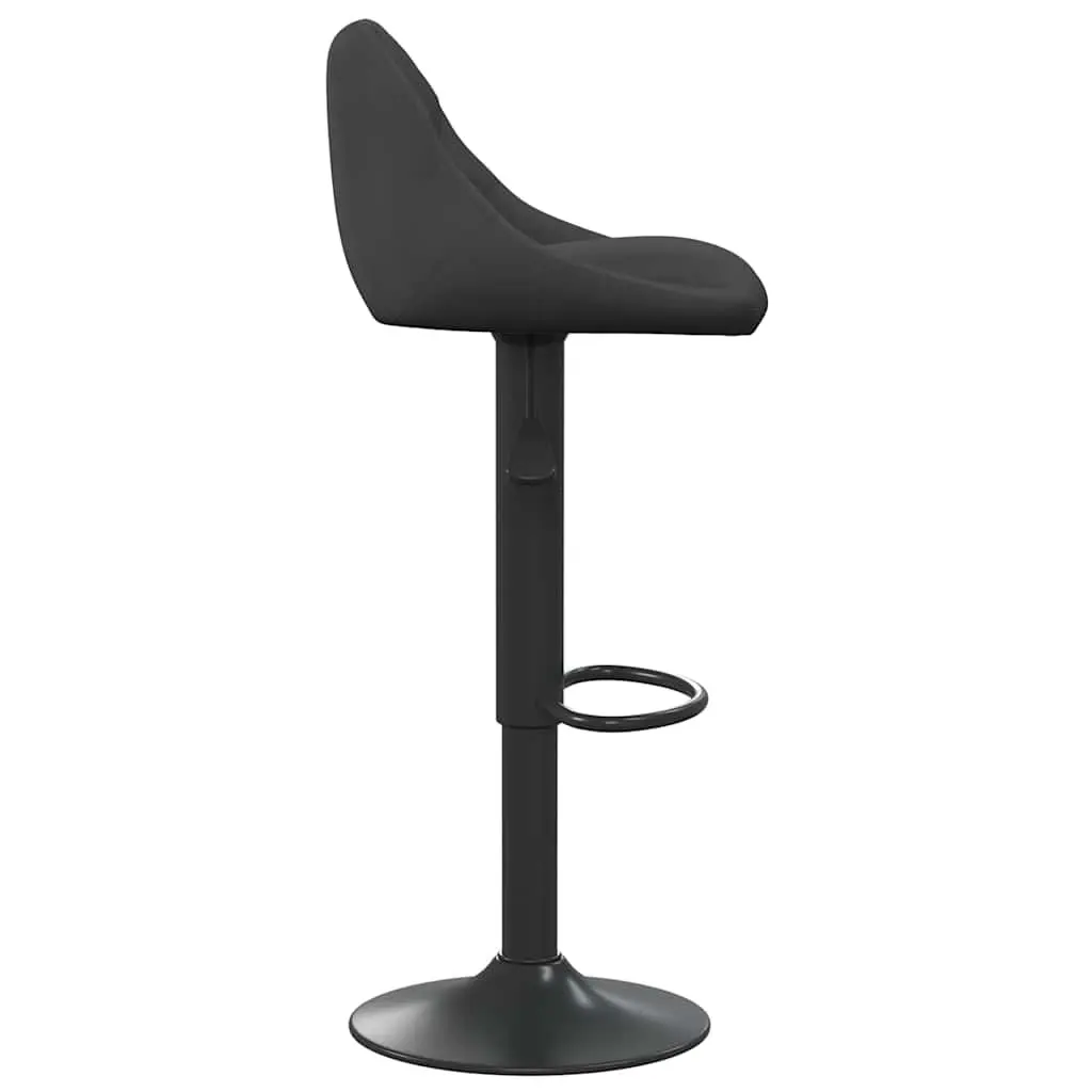 Bar Stool Velvet Black Height Adjustable Swivel Counter Chair