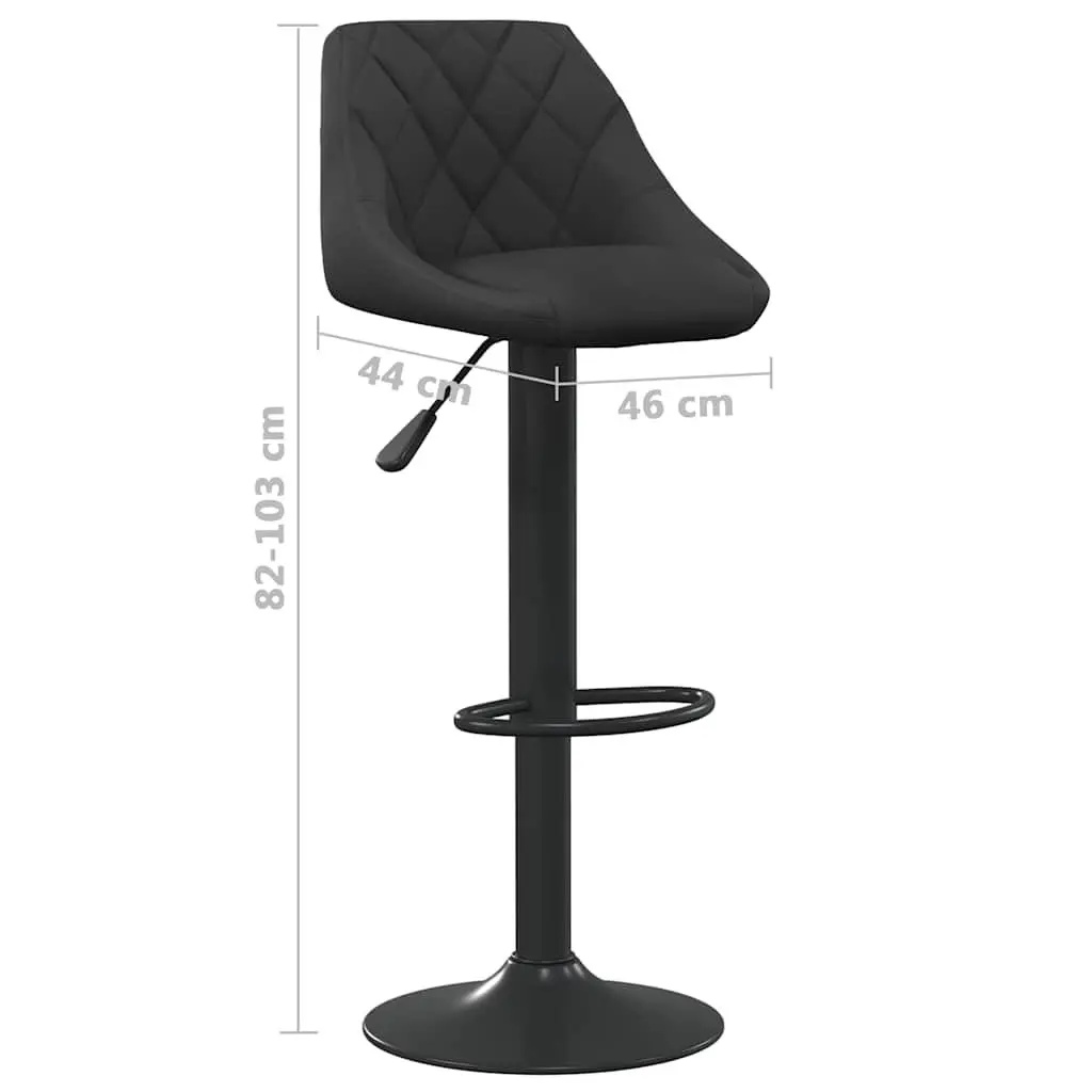 Bar Stools Velvet Adjustable Height Black