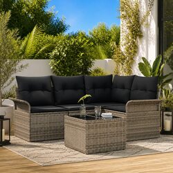 Premium 5-Piece Modular Garden Sofa Set in Grey