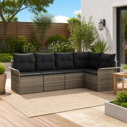 Sturdy 5-Piece Modular Garden Sofa Set in Grey