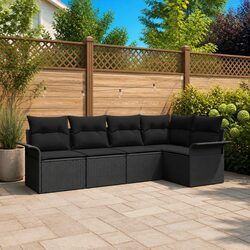 Premium Modular 5-Piece Garden Sofa Set in Black