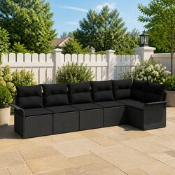 High-Quality Modular Garden Sofa Set 6 pcs Black
