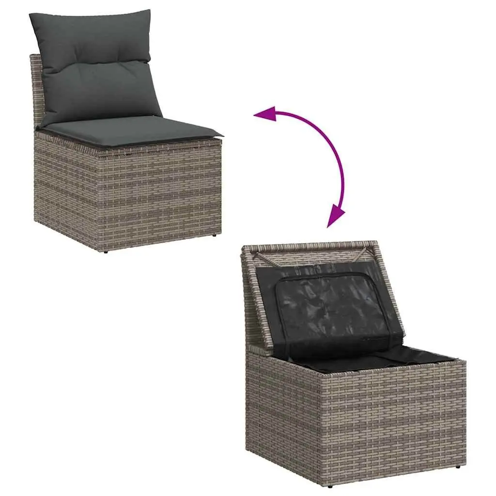 Garden Sofa Set with Cushions 7 Pieces Grey Modular Outdoor Patio Sectional