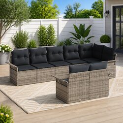 Durable 8-Piece Modular Garden Sofa Set in Grey