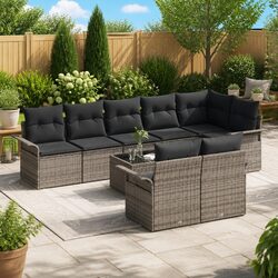 Durable 9-Piece Modular Garden Sofa Set in Grey