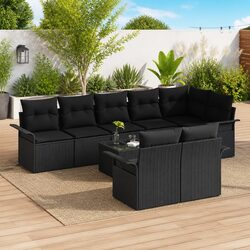 Durable Modular Garden Sofa Set 9 Pieces in Black