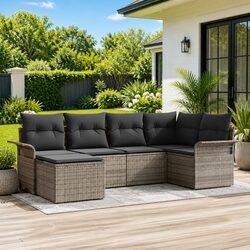 Premium 6-Piece Modular Garden Sofa Set in Grey