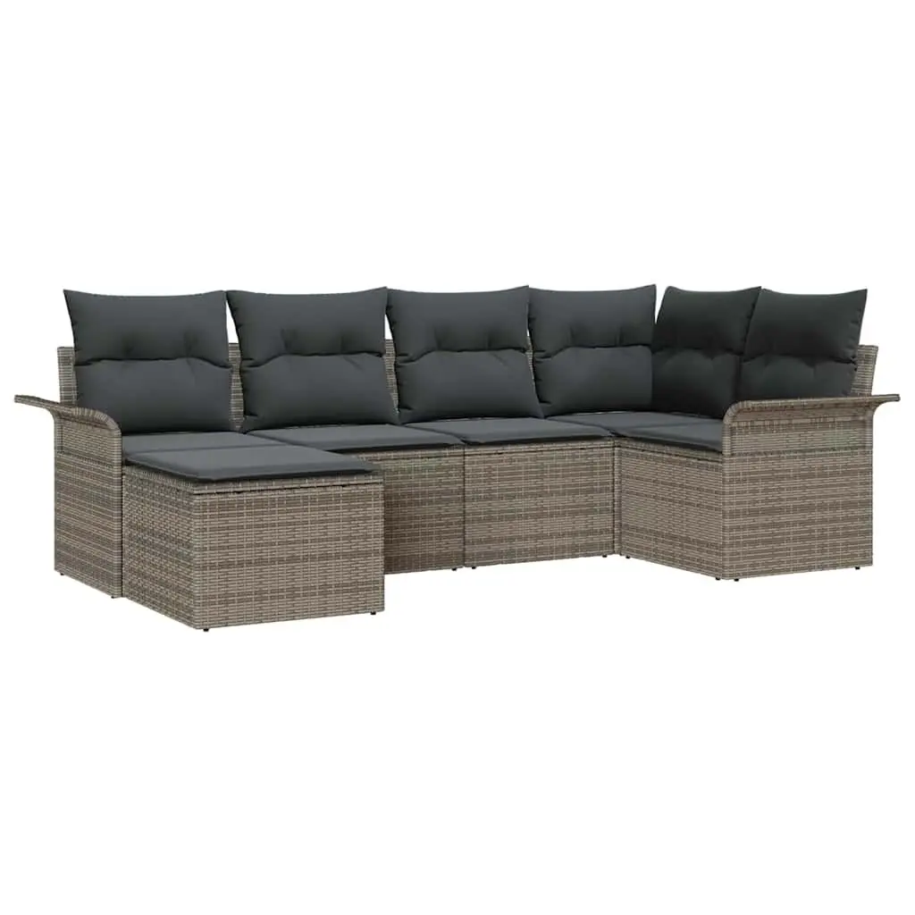 6-Piece Modular Garden Sofa Set in Grey