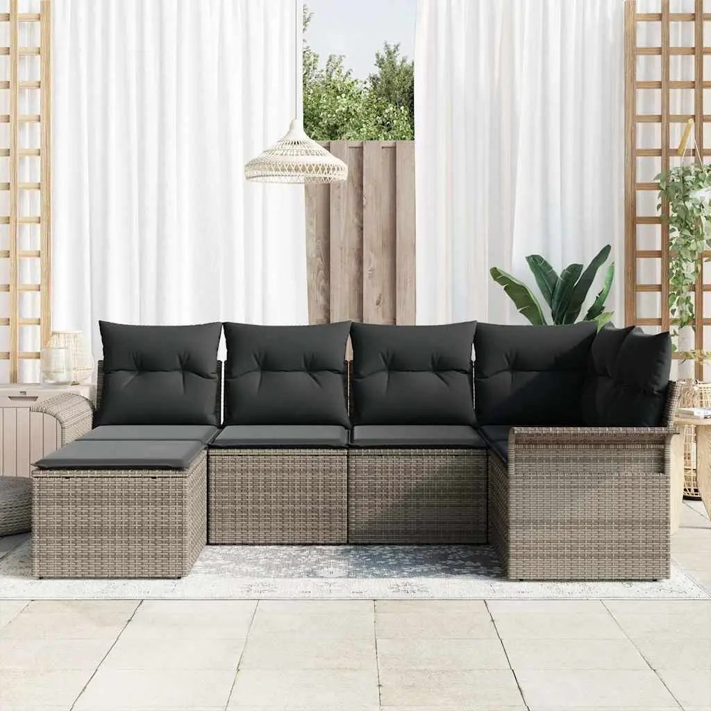 6-Piece Modular Garden Sofa Set in Grey