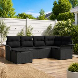 Durable 6-Piece Modular Garden Sofa Set with Storage