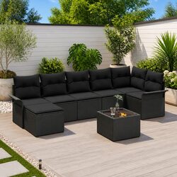 Sturdy Black Modular 8-Piece Garden Sofa Set