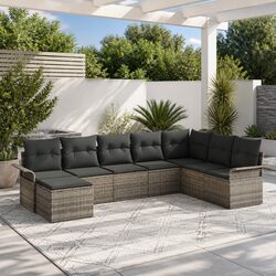 Stylish 8-Piece Grey Poly Rattan Outdoor Sofa Set