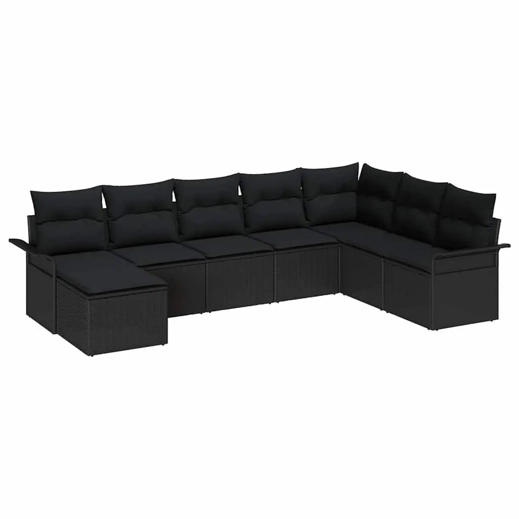 Black Modular 8-Piece Garden Sofa Set