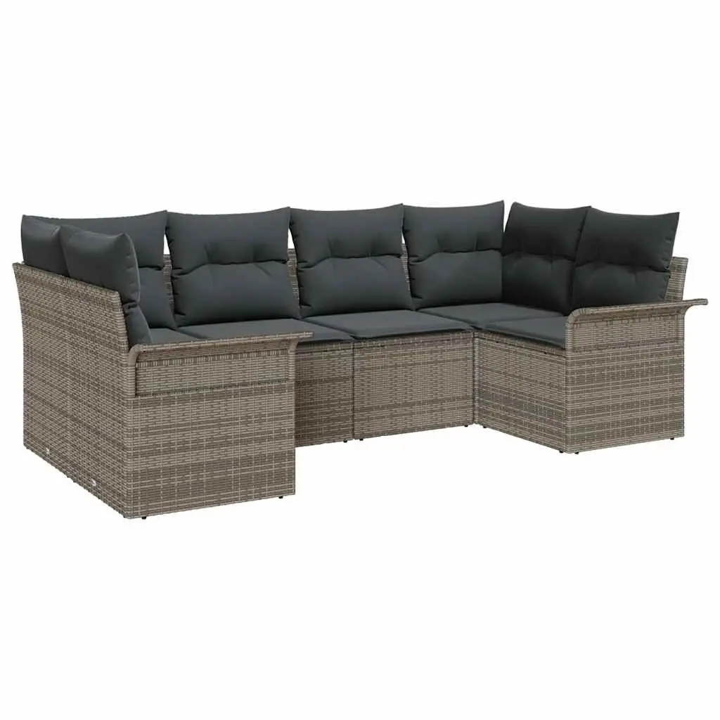 Garden Sofa Set Outdoor Furniture 6 Pieces Grey Poly Rattan Modular Seating